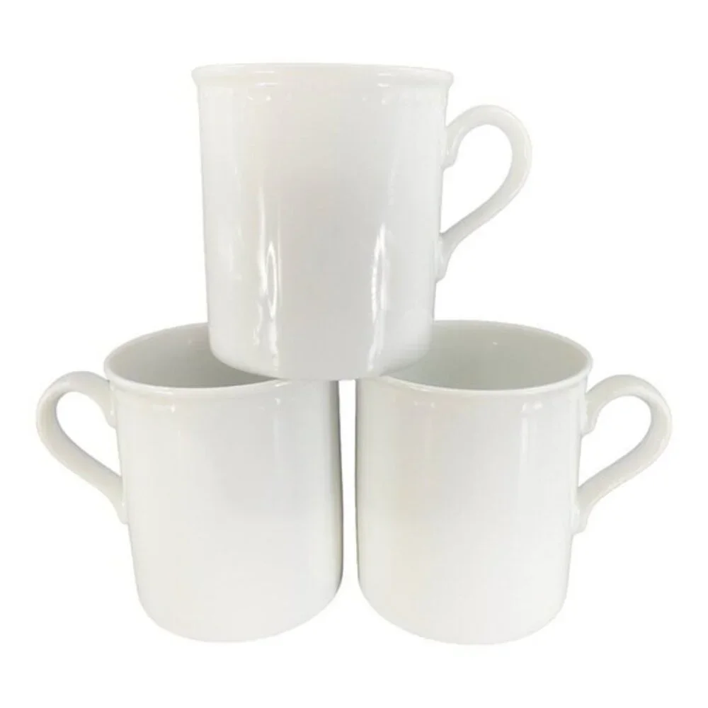 Crate & Barrel Staccato White Coffee Tea Mug Cup Kathleen Willis Japan Set 3 VTG